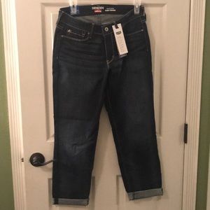 Denizen from Levi’s modern slim, cuffed jeans.